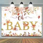 Oh Baby Gold Gelb Blätter Herbst babydusche Hintergrund